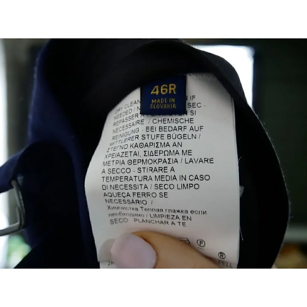NWT Ralph‎ Lauren Fairbanks Tuxedo Wool Slim Fit Pants Navy Blue 46R